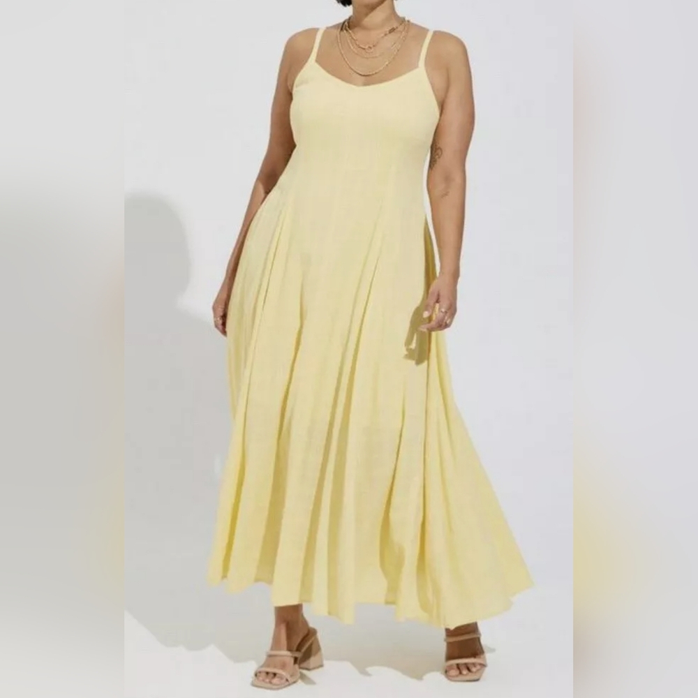 Torrid Yellow Pleated Maxi Dress for Wedding Guest